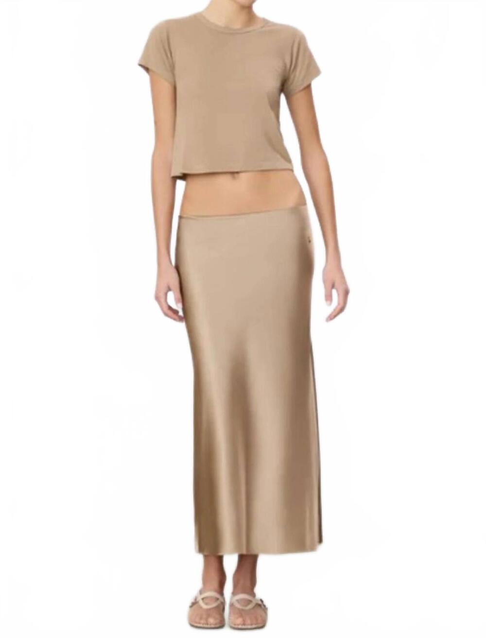 NEW ETERNE camila midi skirt in taupe